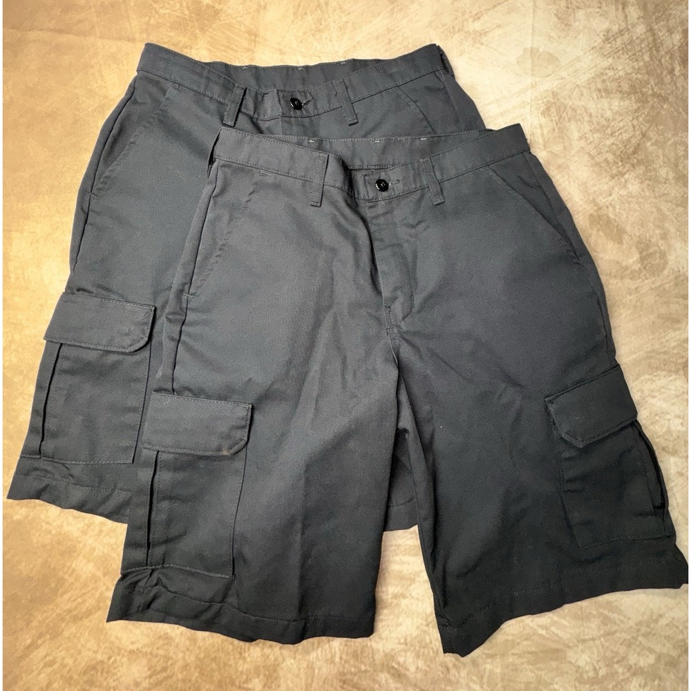2 Pairs Mens 32 Red Kap Work  Black Shorts Cargo Pockets Industrial Uniform